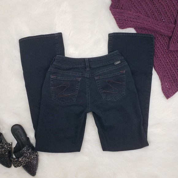 Silver Jeans Suki Mid Flare Indigo Dark Wash - Picture 1 of 4